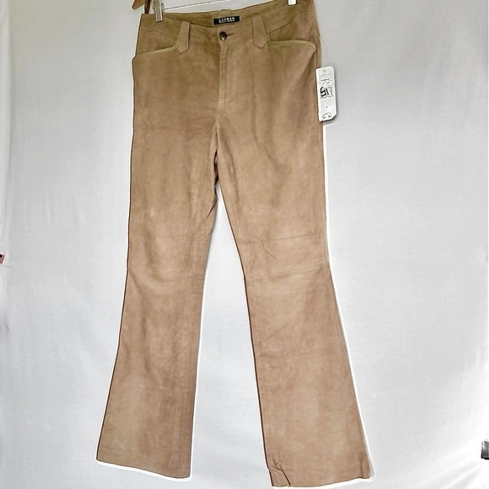 Ralph Lauren Boot cut Vintage Western Bohemian Fashion Suede Leather pant size 8